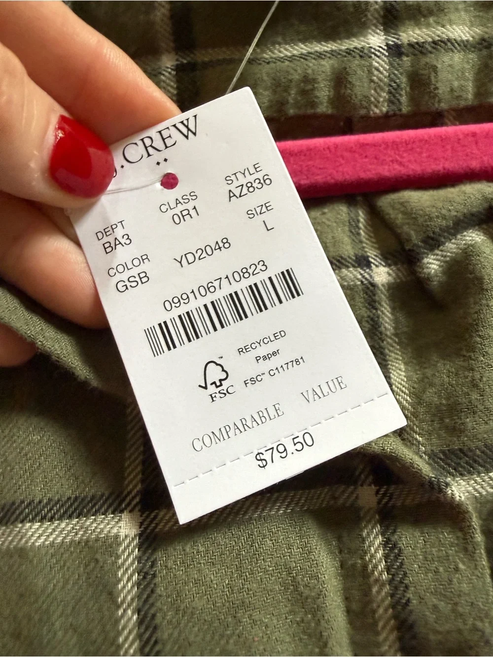 NWT - J. Crew Men’s Olive Green Windowpane Button-Down Shirt